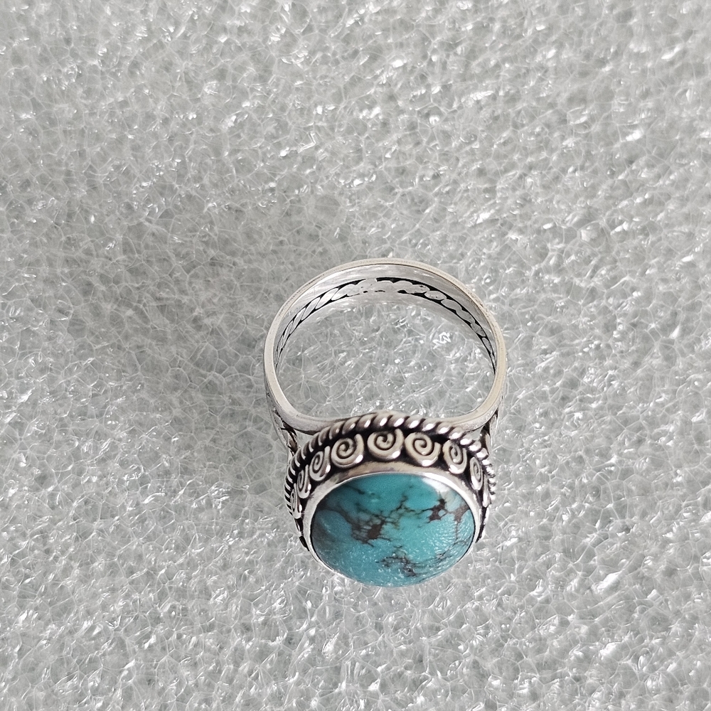 Turquoise Sterling Silver Ring 7.75 - Picture 8 of 11